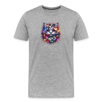 Kätzchen im Lichterglanz - Männer Premium Bio T-Shirt - Grau meliert - Vorne - Damien (186cm)
