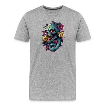 Skull and Snake - Männer Premium Bio T-Shirt - Grau meliert - Vorne - Damien (186cm)