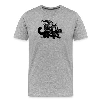 Dwarf on Cat - Men's Premium Organic T-Shirt - heather grey - Front - Damien (186cm)