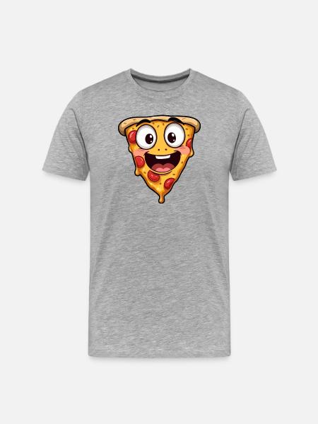 Happy Pizza Face Funny Art - Men's Premium Organic T-Shirt - heather grey