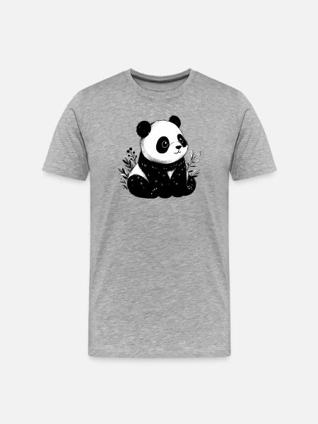 Panda - Men's Premium Organic T-Shirt - heather grey