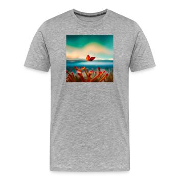 Coral Butterfly - Men's Premium Organic T-Shirt - heather grey - Front - Damien (186cm)