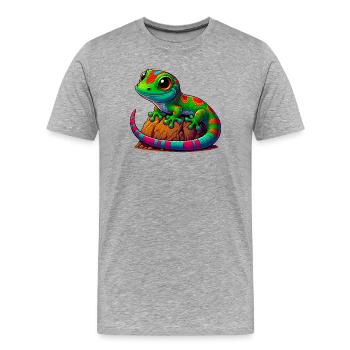 Gecko - Men's Premium Organic T-Shirt - heather grey - Front - Damien (186cm)