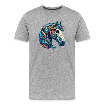 Cheval - T-shirt bio Premium Homme - gris chiné - Devant - Damien (186cm)