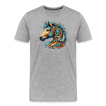 Horse - Men's Premium Organic T-Shirt - heather grey - Front - Damien (186cm)