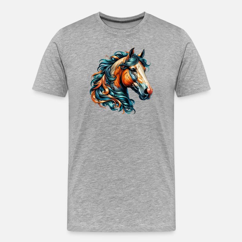 Pferd - Männer Premium Bio T-Shirt - Grau meliert