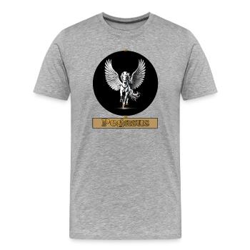 Pégase Coursier ailé - T-shirt bio Premium Homme - gris chiné - Devant - Damien (186cm)