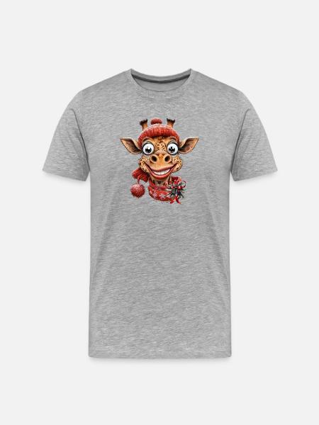 Winter magic with a cute giraffe - Men's Premium Organic T-Shirt - heather grey