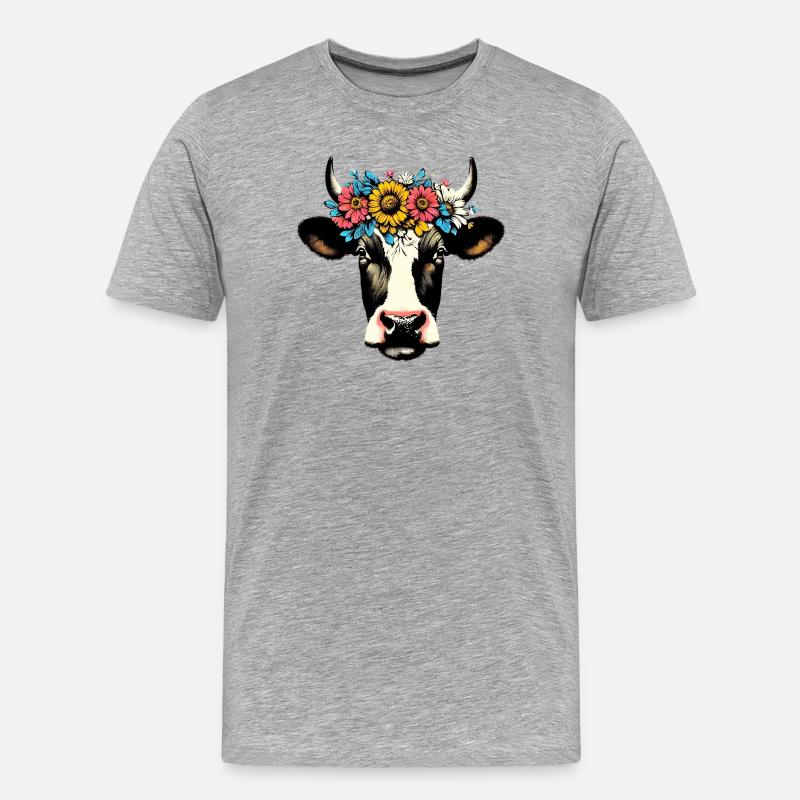 Kuh - Männer Premium Bio T-Shirt - Grau meliert