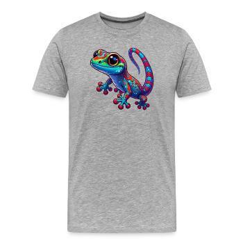 Gecko - T-shirt bio Premium Homme - gris chiné - Devant - Damien (186cm)