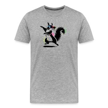Stylisches Eichhörnchen mit Sonnenbrille Stencil - Männer Premium Bio T-Shirt - Grau meliert - Vorne - Damien (186cm)