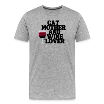 Katze Wein - Männer Premium Bio T-Shirt - Grau meliert - Vorne - Damien (186cm)