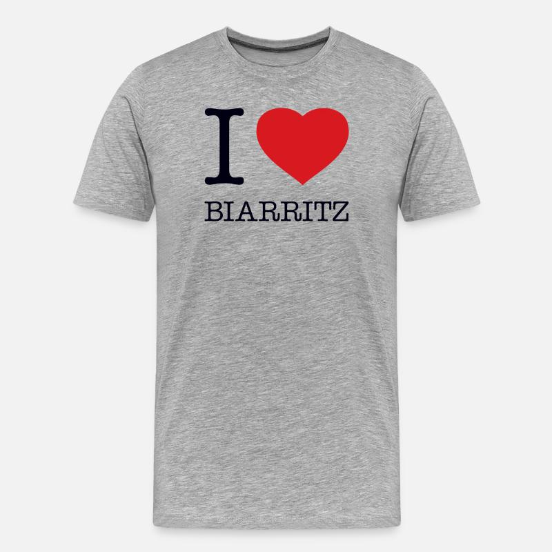 I LOVE BIARRITZ - Männer Premium Bio T-Shirt - Grau meliert