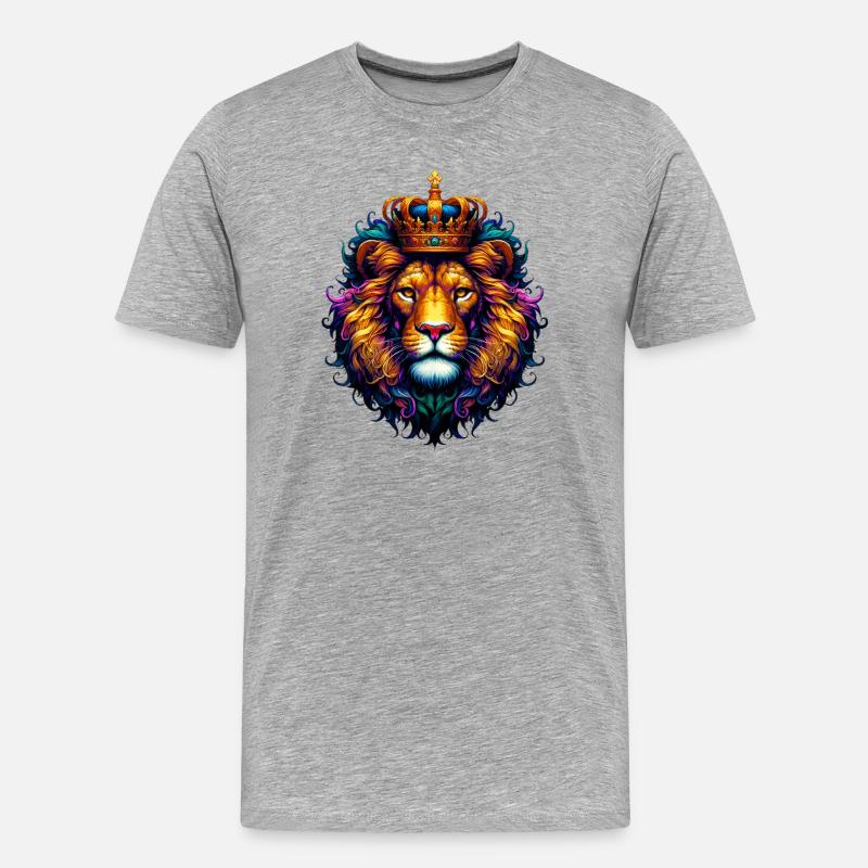 Löwe - Männer Premium Bio T-Shirt - Grau meliert