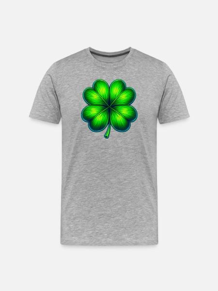 Four-leaf clover - Men's Premium Organic T-Shirt - heather grey
