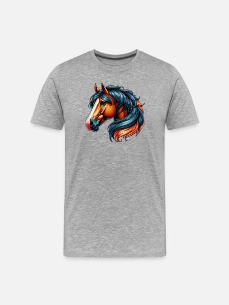 Pferd - Männer Premium Bio T-Shirt - Grau meliert