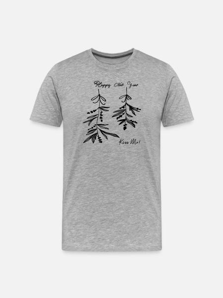 Mistelzweig Weihnachten - Männer Premium Bio T-Shirt - Grau meliert