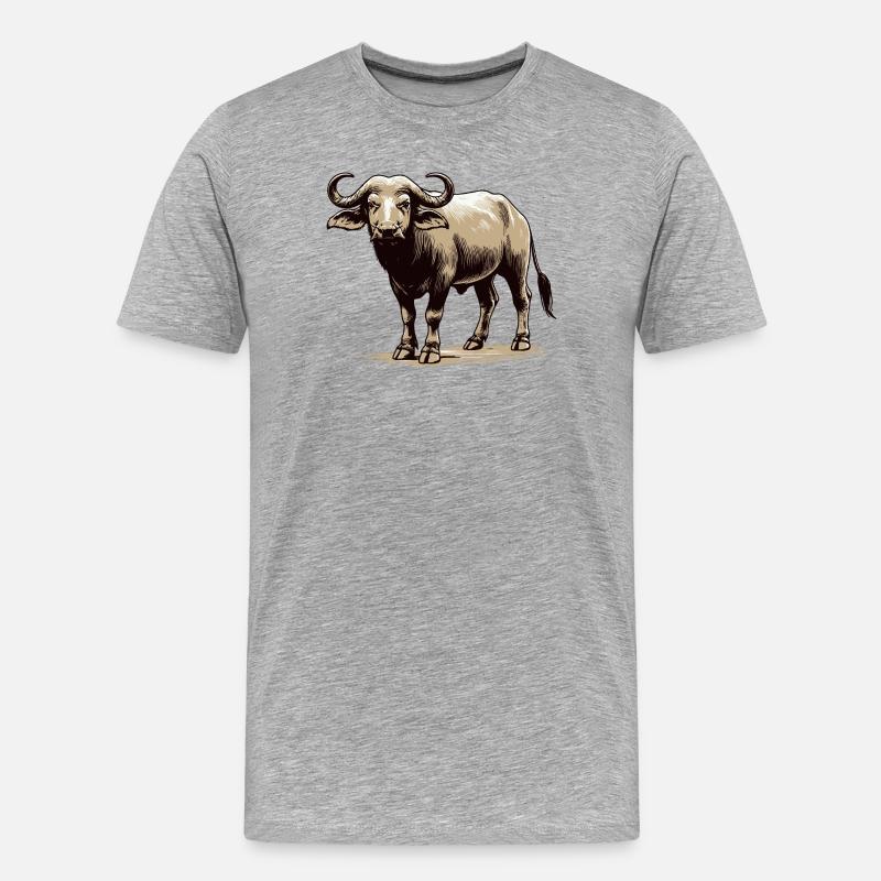 Büffel - Männer Premium Bio T-Shirt - Grau meliert