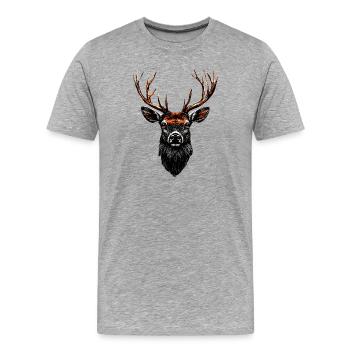 Deer, Antlers, Hunting, Deer, Reindeer, Red Deer, Hunter - Men's Premium Organic T-Shirt - heather grey - Front - Damien (186cm)