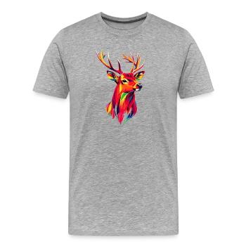 Deer, Antlers, Hunting, Deer, Reindeer, Red Deer, Hunter - Men's Premium Organic T-Shirt - heather grey - Front - Damien (186cm)