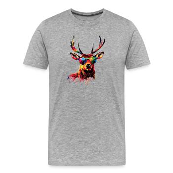 Deer, Antlers, Hunting, Deer, Reindeer, Red Deer, Hunter - Men's Premium Organic T-Shirt - heather grey - Front - Damien (186cm)