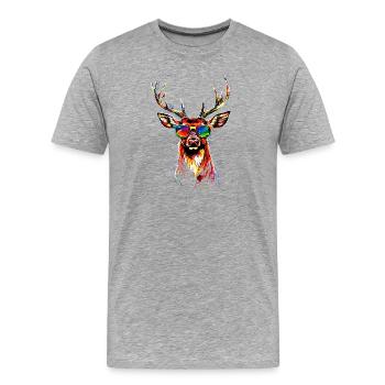 Deer, Antlers, Hunting, Deer, Reindeer, Red Deer, Hunter - Men's Premium Organic T-Shirt - heather grey - Front - Damien (186cm)