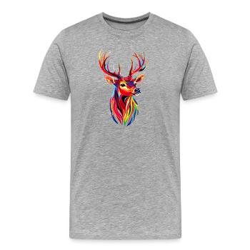 Deer, Antlers, Hunting, Deer, Reindeer, Red Deer, Hunter - Men's Premium Organic T-Shirt - heather grey - Front - Damien (186cm)