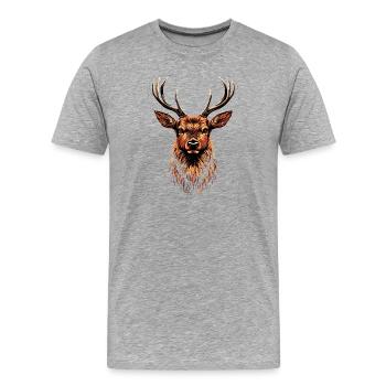 Deer, Antlers, Hunting, Deer, Reindeer, Red Deer, Hunter - Men's Premium Organic T-Shirt - heather grey - Front - Damien (186cm)