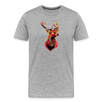 Deer, Antlers, Hunting, Deer, Reindeer, Red Deer, Hunter - Men's Premium Organic T-Shirt - heather grey - Front - Damien (186cm)
