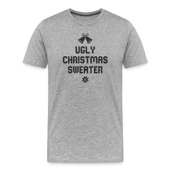 Ugly Christmas Sweater - Männer Premium Bio T-Shirt - Grau meliert - Vorne - Damien (186cm)