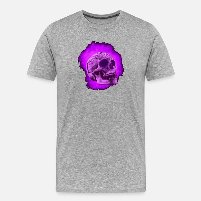 nebelig, Menschenschädel, closing - Männer Premium Bio T-Shirt - Grau meliert