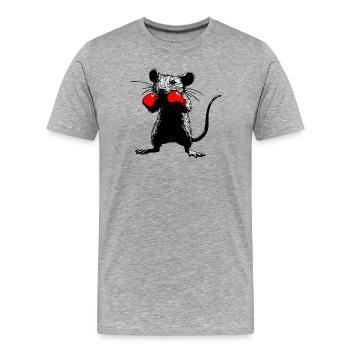 Urban Fighter : Rat de boxe - T-shirt bio Premium Homme - gris chiné - Devant - Damien (186cm)