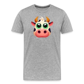 Vache - T-shirt bio Premium Homme - gris chiné - Devant - Damien (186cm)
