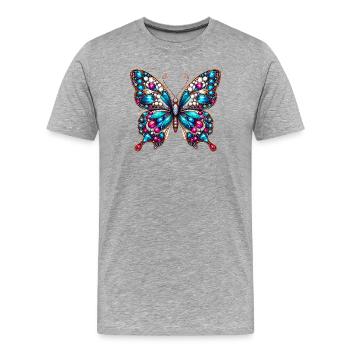 Butterfly - Men's Premium Organic T-Shirt - heather grey - Front - Damien (186cm)