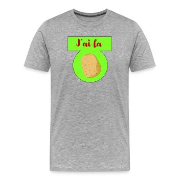 Ich habe die Kartoffel - Männer Premium Bio T-Shirt - Grau meliert - Vorne - Damien (186cm)