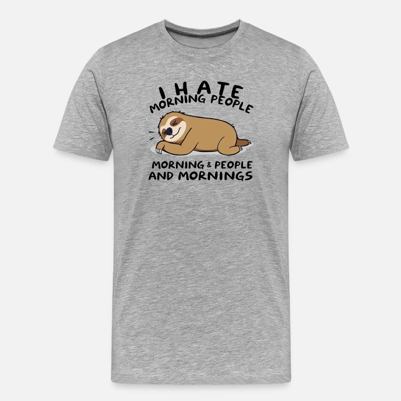 Charming Sloth Dreaming on Leaf - Men's Premium Organic T-Shirt - heather grey