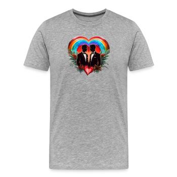 La magie de l’instant : des silhouettes élégantes et joyeuses - T-shirt bio Premium Homme - gris chiné - Devant - Damien (186cm)