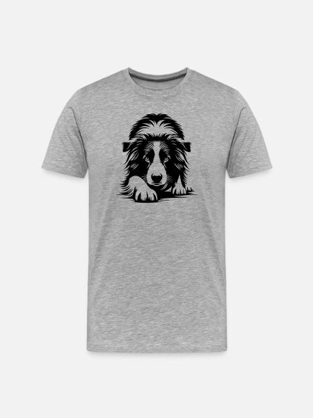 Border Collie - T-shirt bio Premium Homme - gris chiné