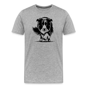 Border Collie - Men's Premium Organic T-Shirt - heather grey - Front - Damien (186cm)