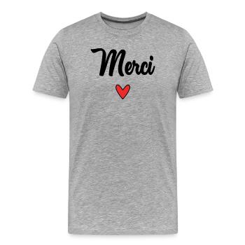 THANK YOU. THANKS. THANK YOU. ANNIVERSARY. BIRTH. - Men's Premium Organic T-Shirt - heather grey - Front - Damien (186cm)