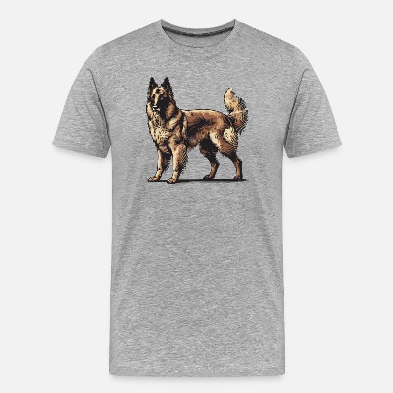 Schäferhund - Männer Premium Bio T-Shirt - Grau meliert