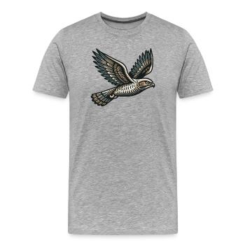 Hawk - Men's Premium Organic T-Shirt - heather grey - Front - Damien (186cm)
