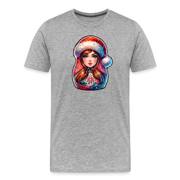 Russische Matroschka Weihnachten Russland - Männer Premium Bio T-Shirt - Grau meliert - Vorne - Damien (186cm)
