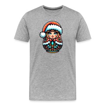 Russische Matroschka Weihnachten Russland - Männer Premium Bio T-Shirt - Grau meliert - Vorne - Damien (186cm)