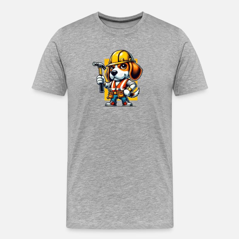 Beagle Bauarbeiter - Männer Premium Bio T-Shirt - Grau meliert