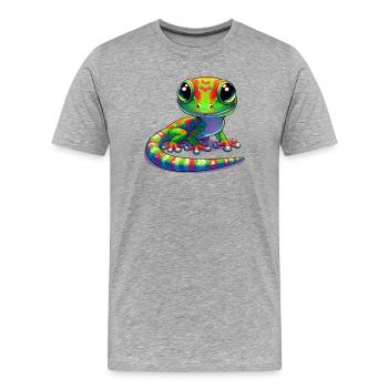 Gecko - Men's Premium Organic T-Shirt - heather grey - Front - Damien (186cm)