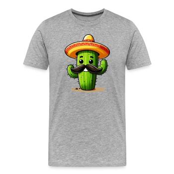Kaktus - Männer Premium Bio T-Shirt - Grau meliert - Vorne - Damien (186cm)