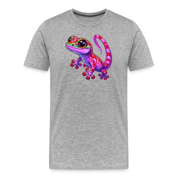Gecko - T-shirt bio Premium Homme - gris chiné - Devant - Damien (186cm)