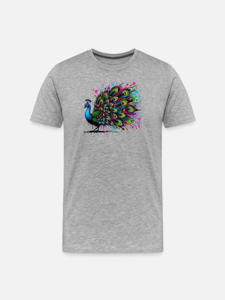 Peacock - Men's Premium Organic T-Shirt - heather grey