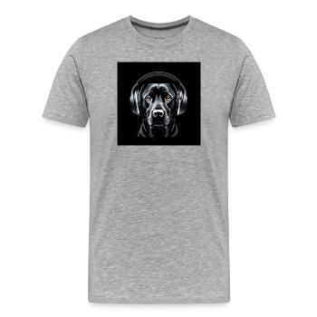 Labrador with Headphones Art Motif - Men's Premium Organic T-Shirt - heather grey - Front - Damien (186cm)